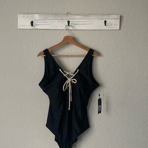 JONES New York Swim XL Black Lace-up Tank